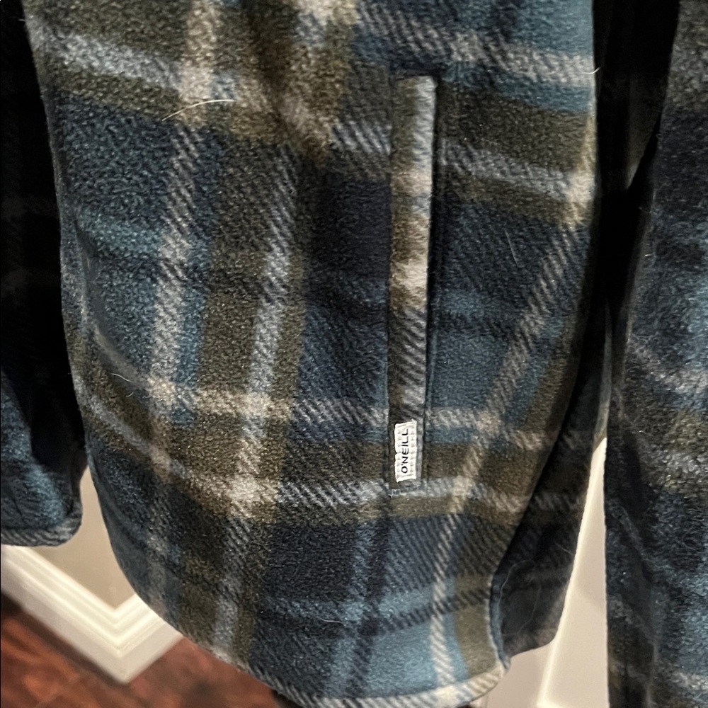 O'Neill Blue and Gray Plaid Hoodie Size S - Picture 4 of 7